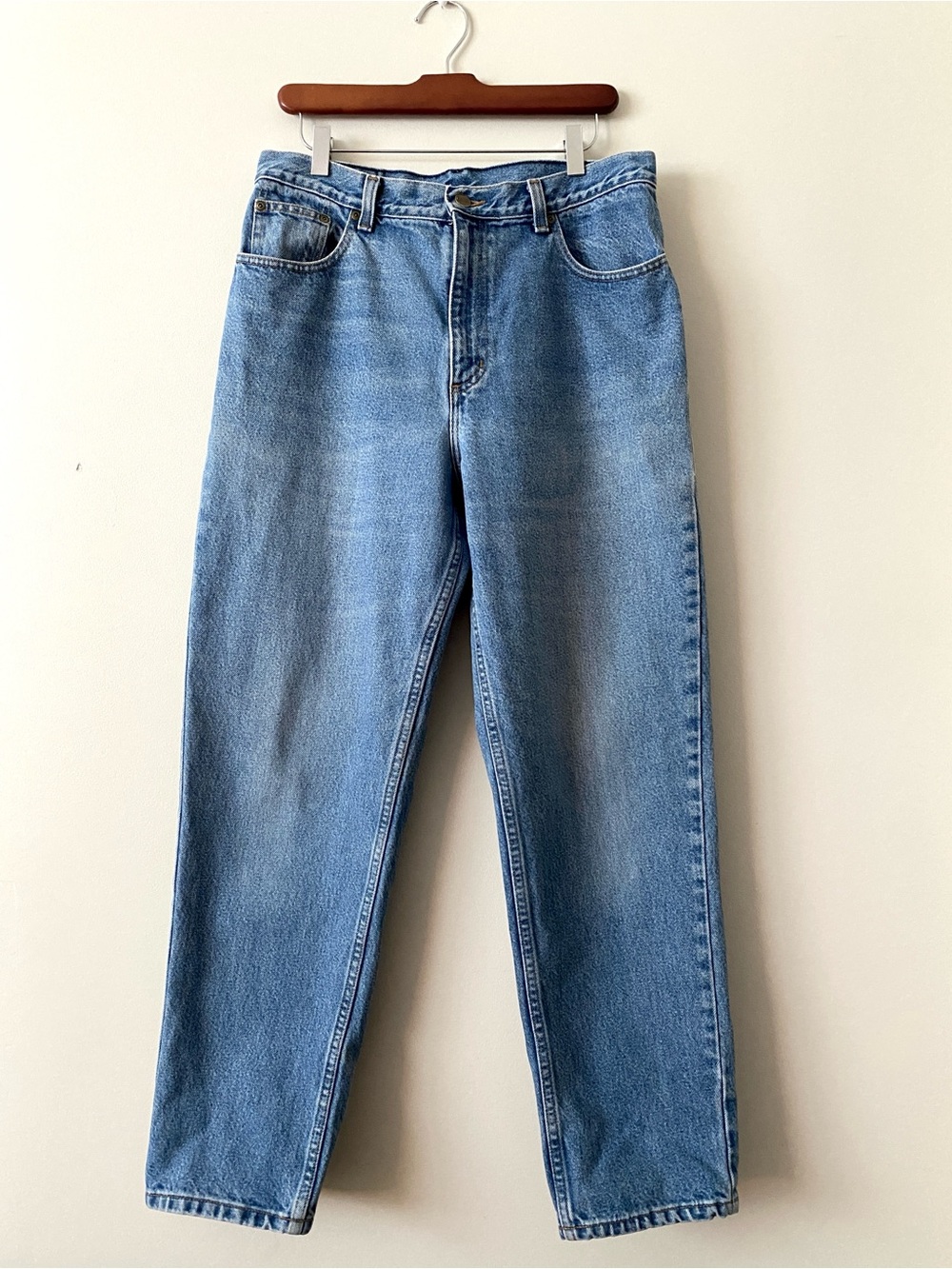 LL Bean Vintage Double L Jeans Relaxed Mom Fit 100% Cotton Medium Wash Size 14R